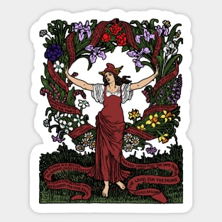 Garland For May Day In Color - Refinished Walter Crane, Socialist, Socialism, Leftist, Anarchist, Propaganda Sticker